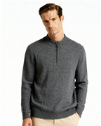 Pull côtelé 100 % cachemire à demi-zip – vue 20