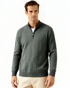 Pull côtelé 100 % cachemire à demi-zip – vue 21