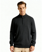Pull côtelé 100 % cachemire à demi-zip – vue 7